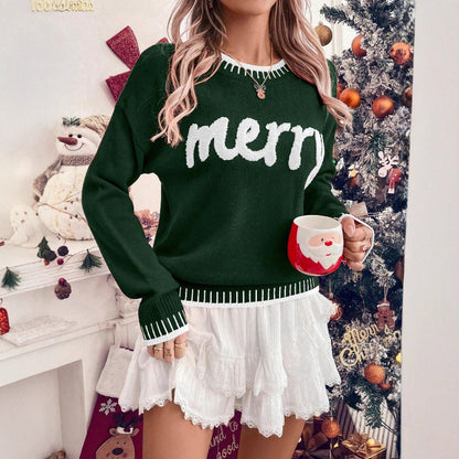 Christmas knit sweater for women, casual fashion long sleeve loose cardigan sweater