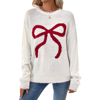 Cute and Versatile Loose Long Sleeve Round Neck Christmas Sweater for Women
