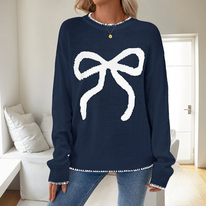 Cute and Versatile Loose Long Sleeve Round Neck Christmas Sweater for Women