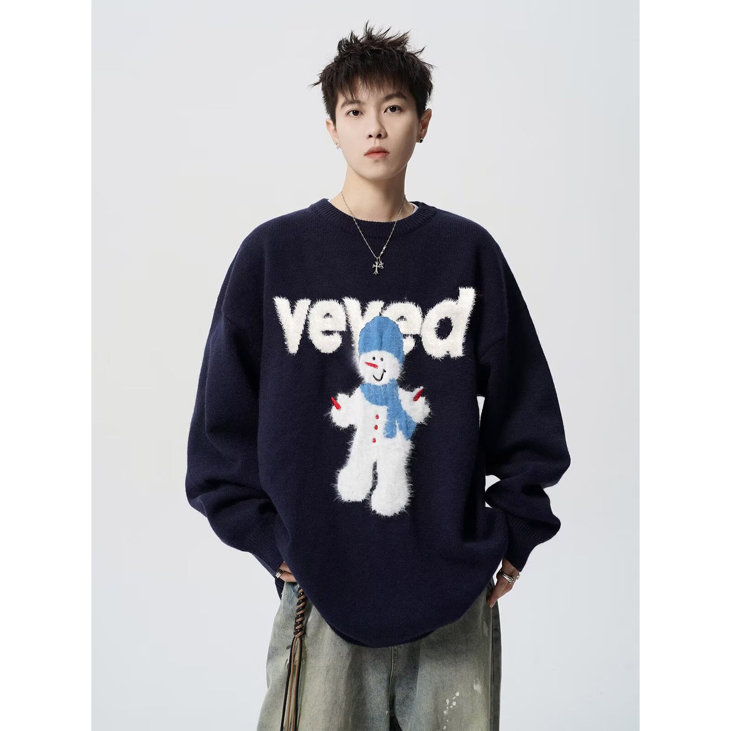 Christmas snowman letter sweater