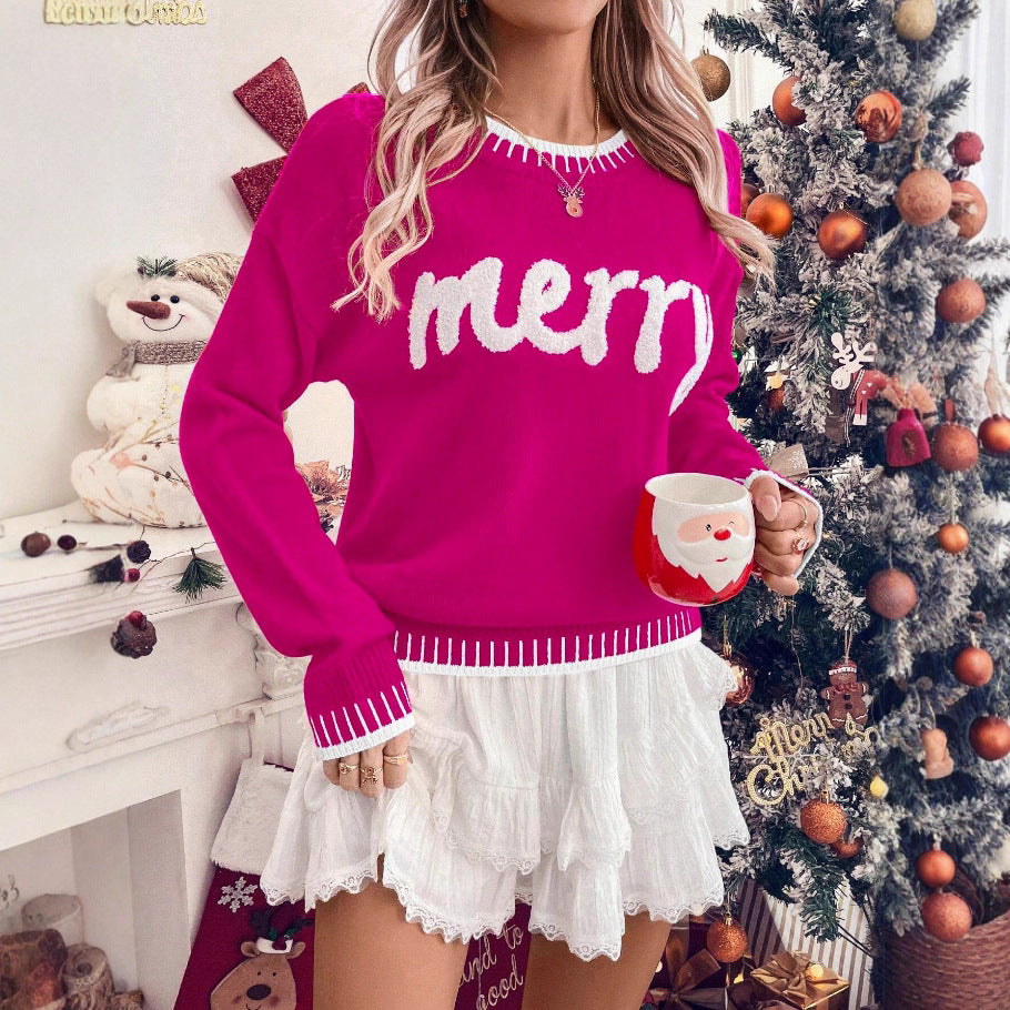 Christmas knit sweater for women, casual fashion long sleeve loose cardigan sweater