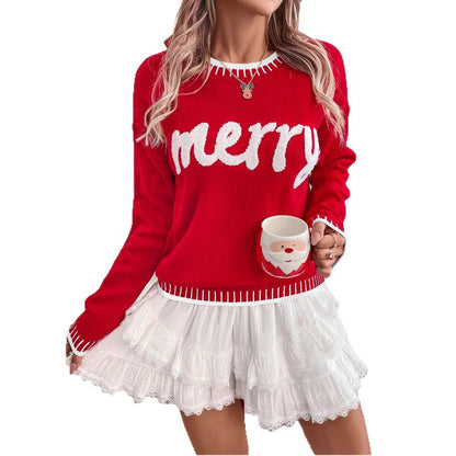 Christmas knit sweater for women, casual fashion long sleeve loose cardigan sweater